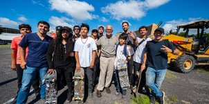 Deporte urbano con rostro humano